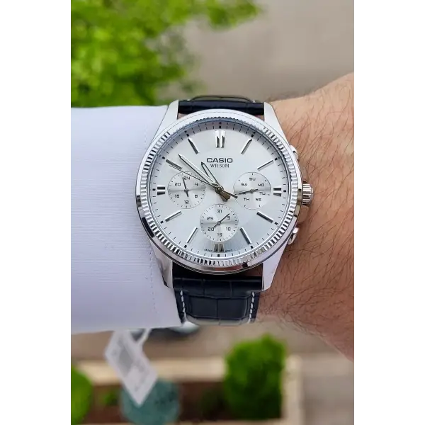 Casio CSISTE5 Kadranı Gümüş Kordonu Siyah Renk Hediye Paketli Erkek Kol Saati