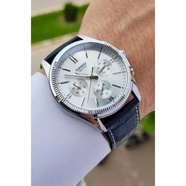 Casio CSISTE5 Kadranı Gümüş Kordonu Siyah Renk Hediye Paketli Erkek Kol Saati