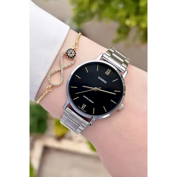 Casio CSISTE29 Kadranı Siyah Kordonu Gümüş Renk Hediye Paketli Kadın Kol Saati