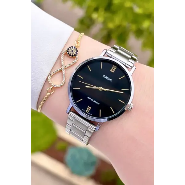 Casio CSISTE29 Kadranı Siyah Kordonu Gümüş Renk Hediye Paketli Kadın Kol Saati