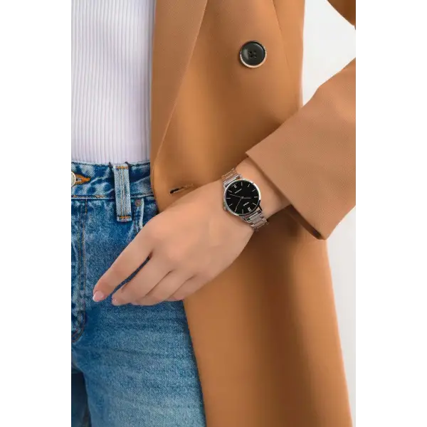 Casio CSISTE29 Kadranı Siyah Kordonu Gümüş Renk Hediye Paketli Kadın Kol Saati