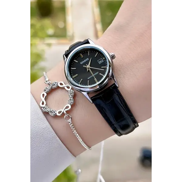 Casio CSISTE22 Kasası Gümüş Kordonu Siyah Renk Hediye Paketli Kadın Kol Saati