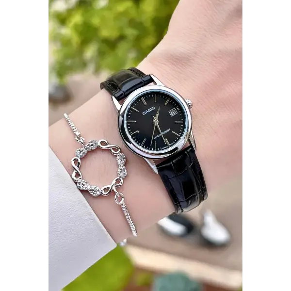 Casio CSISTE22 Kasası Gümüş Kordonu Siyah Renk Hediye Paketli Kadın Kol Saati