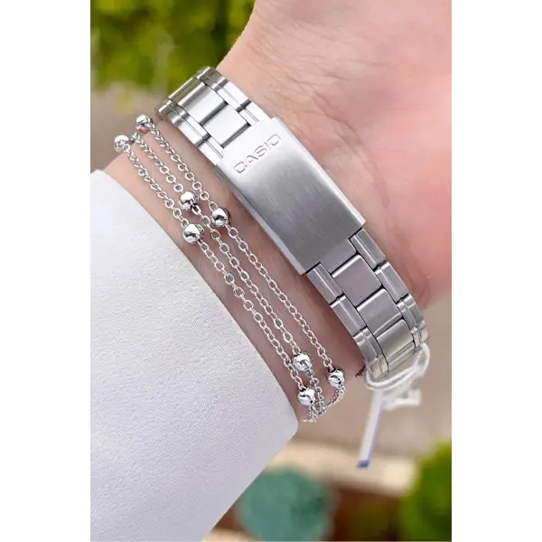 Casio CSISTE18 Kadranı Siyah Kordonu Gümüş Renk Hediye Paketli Kadın Kol Saati