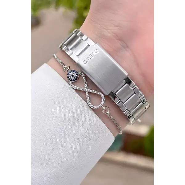 Casio CSISTE30 Kadranı Lacivert Kordonu Gümüş Renk Hediye Paketli Kadın Kol Saati