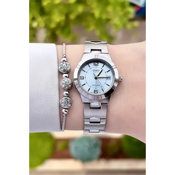 Casio CSISTE17 Kadranı Mavi Kordonu Gümüş Renk Hediye Paketli Kadın Kol Saati