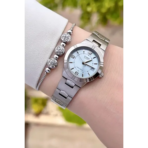 Casio CSISTE17 Kadranı Mavi Kordonu Gümüş Renk Hediye Paketli Kadın Kol Saati