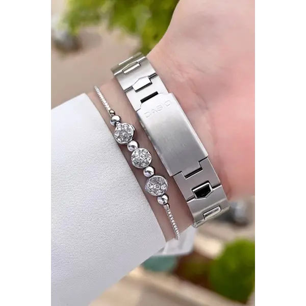 Casio CSISTE17 Kadranı Mavi Kordonu Gümüş Renk Hediye Paketli Kadın Kol Saati