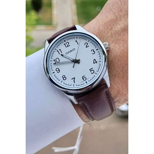 Casio CSISTE13 Kasası Gümüş Kordonu Kahverengi Renk Hediye Paketli Erkek Kol Saati