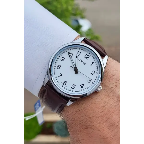 Casio CSISTE13 Kasası Gümüş Kordonu Kahverengi Renk Hediye Paketli Erkek Kol Saati