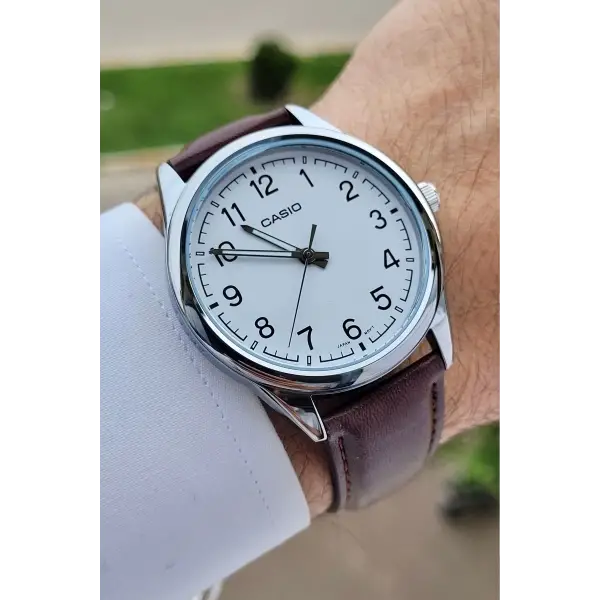 Casio CSISTE13 Kasası Gümüş Kordonu Kahverengi Renk Hediye Paketli Erkek Kol Saati