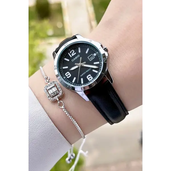 Casio CSISTE24 Kasası Gümüş Kordonu Siyah Renk Hediye Paketli Kadın Kol Saati