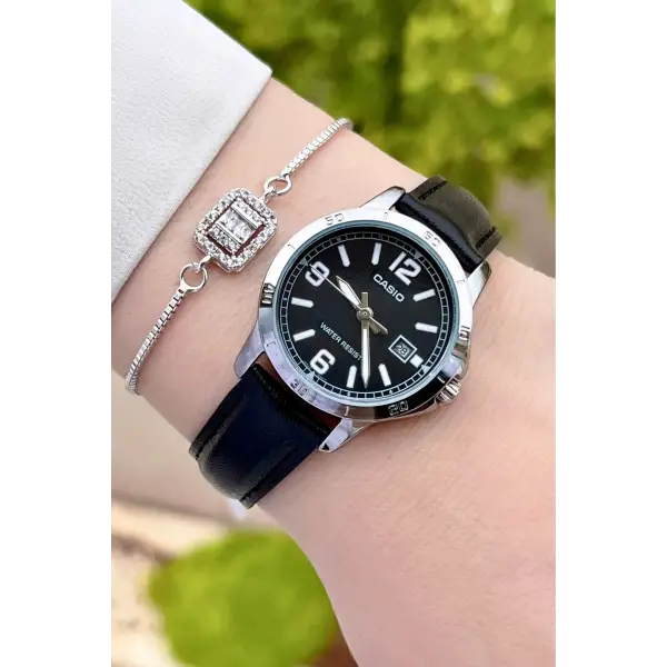 Casio CSISTE24 Kasası Gümüş Kordonu Siyah Renk Hediye Paketli Kadın Kol Saati