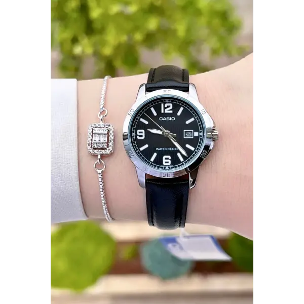 Casio CSISTE24 Kasası Gümüş Kordonu Siyah Renk Hediye Paketli Kadın Kol Saati