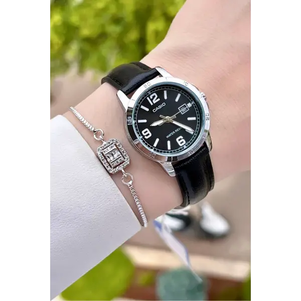 Casio CSISTE24 Kasası Gümüş Kordonu Siyah Renk Hediye Paketli Kadın Kol Saati
