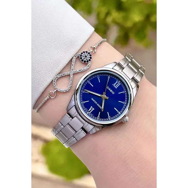 Casio CSISTE26 Kadranı Lacivert Kordonu Gümüş Renk Hediye Paketli Kadın Kol Saati