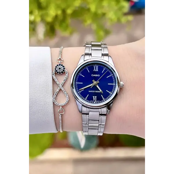 Casio CSISTE26 Kadranı Lacivert Kordonu Gümüş Renk Hediye Paketli Kadın Kol Saati