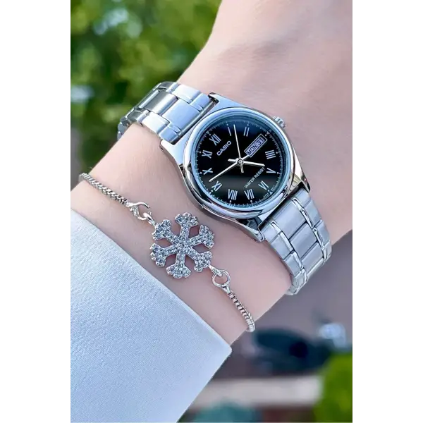 Casio CS1ISTE27 Kadranı Siyah Kordonu Gümüş Renk Hediye Paketli Kadın Kol Saati