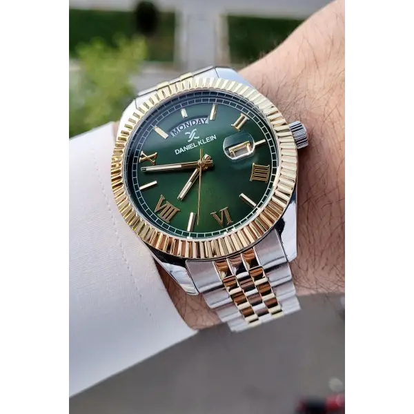 Daniel Klein DK1ISTE1127 Kadranı Yeşil Kordonu Gold Gümüş Renk Hediye Paketli Erkek Kol Saati