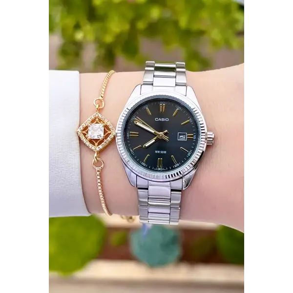 Casio CSISTE16 Kadranı Füme Kordonu Gümüş Renk Hediye Paketli Kadın Kol Saati