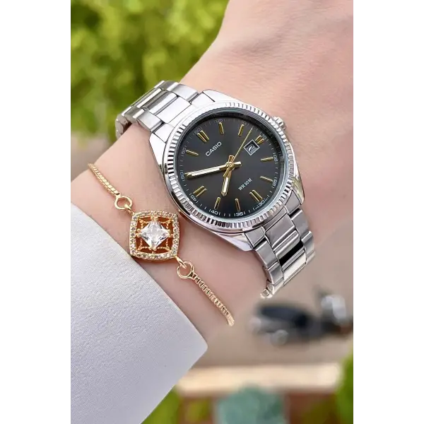 Casio CSISTE16 Kadranı Füme Kordonu Gümüş Renk Hediye Paketli Kadın Kol Saati