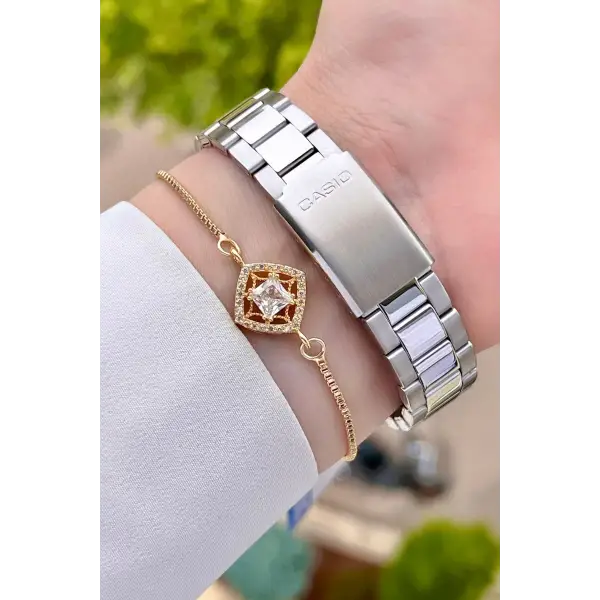 Casio CSISTE16 Kadranı Füme Kordonu Gümüş Renk Hediye Paketli Kadın Kol Saati