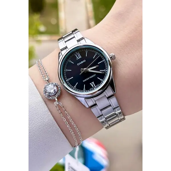 Casio CSISTE25 Kadranı Siyah Kordonu Gümüş Renk Hediye Paketli Kadın Kol Saati