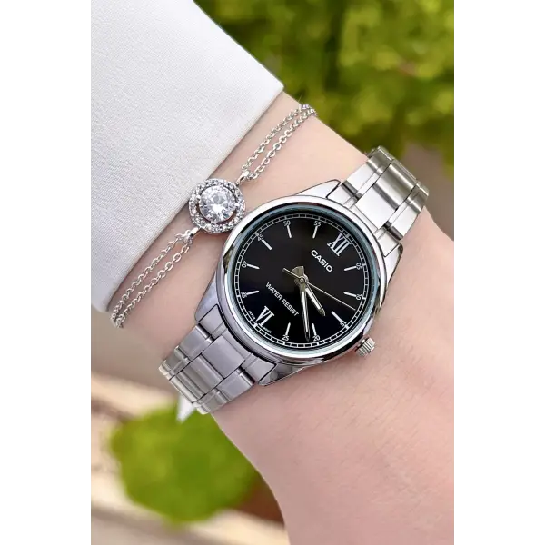 Casio CSISTE25 Kadranı Siyah Kordonu Gümüş Renk Hediye Paketli Kadın Kol Saati