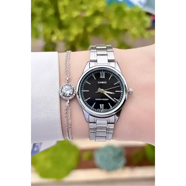 Casio CSISTE25 Kadranı Siyah Kordonu Gümüş Renk Hediye Paketli Kadın Kol Saati