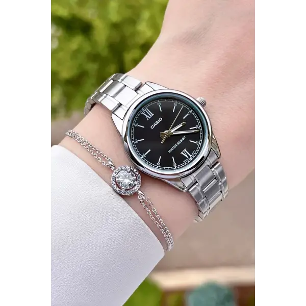 Casio CSISTE25 Kadranı Siyah Kordonu Gümüş Renk Hediye Paketli Kadın Kol Saati