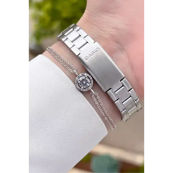 Casio CSISTE25 Kadranı Siyah Kordonu Gümüş Renk Hediye Paketli Kadın Kol Saati