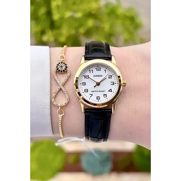 Casio CSISTE20 Kasası Gold Kordonu Siyah Renk Hediye Paketli Kadın Kol Saati