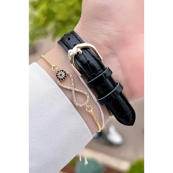 Casio CSISTE20 Kasası Gold Kordonu Siyah Renk Hediye Paketli Kadın Kol Saati