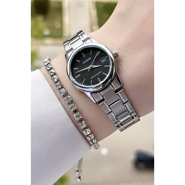 Casio CSISTE21 Kadranı Siyah Kordonu Gümüş Renk Hediye Paketli Kadın Kol Saati