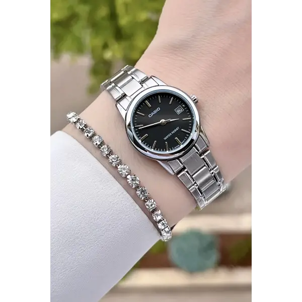 Casio CSISTE21 Kadranı Siyah Kordonu Gümüş Renk Hediye Paketli Kadın Kol Saati