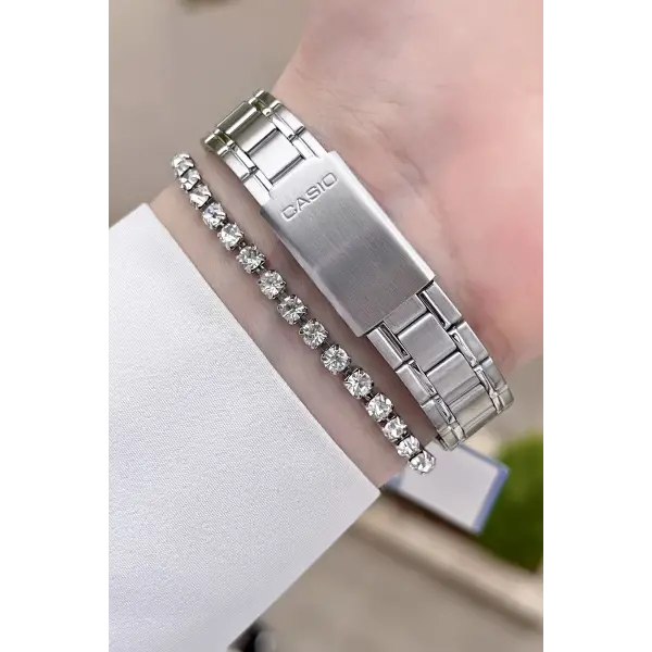 Casio CSISTE21 Kadranı Siyah Kordonu Gümüş Renk Hediye Paketli Kadın Kol Saati