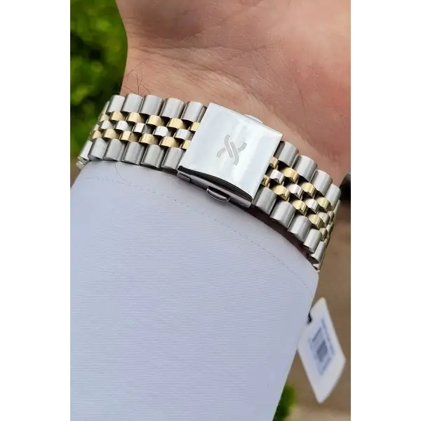 Daniel Klein DKISTE1170 Gold Gümüş Renk Hediye Paketli Takvim ve Gün Fonksiyonlu Erkek Kol Saati