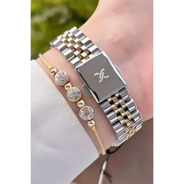 Daniel Klein DKISTE1186 Gold Gümüş Renk Kadın Kol Saati ve Bileklik