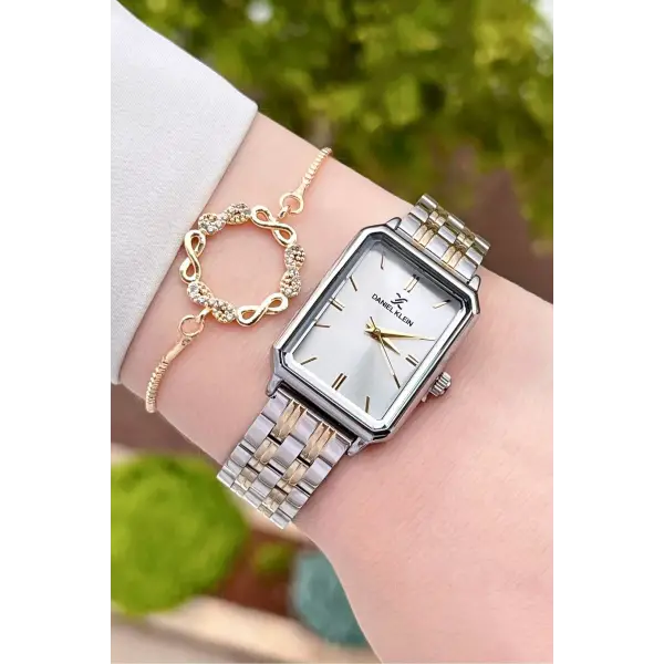 Daniel Klein DKISTE1191 Gold Gümüş Renk Hediye Paketli Kadın Kol Saati ve Bileklik