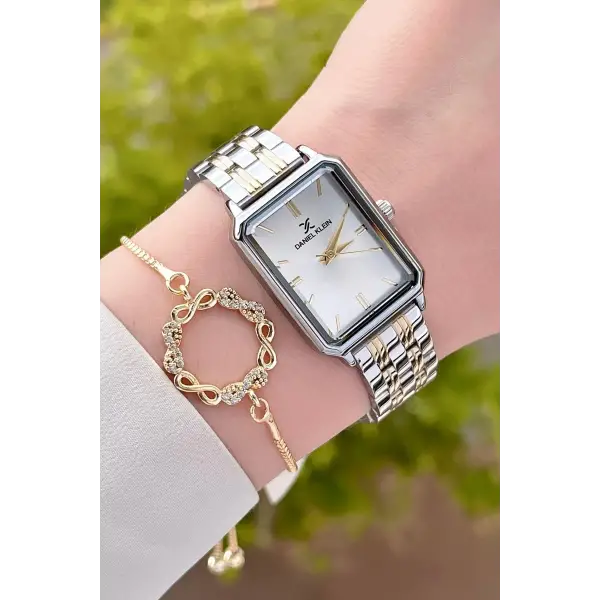 Daniel Klein DKISTE1191 Gold Gümüş Renk Hediye Paketli Kadın Kol Saati ve Bileklik