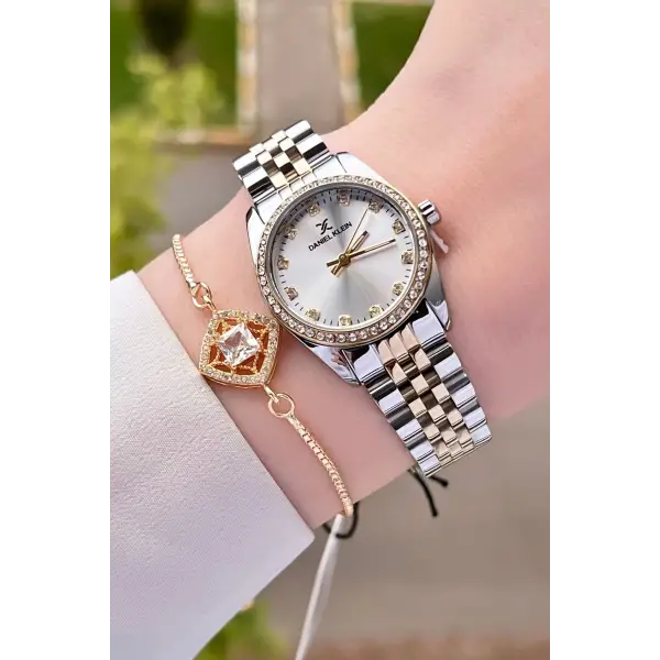 Daniel Klein DK1ISTE1184 Gold Gümüş Renk Hediye Paketli Kadın Kol Saati ve Bileklik