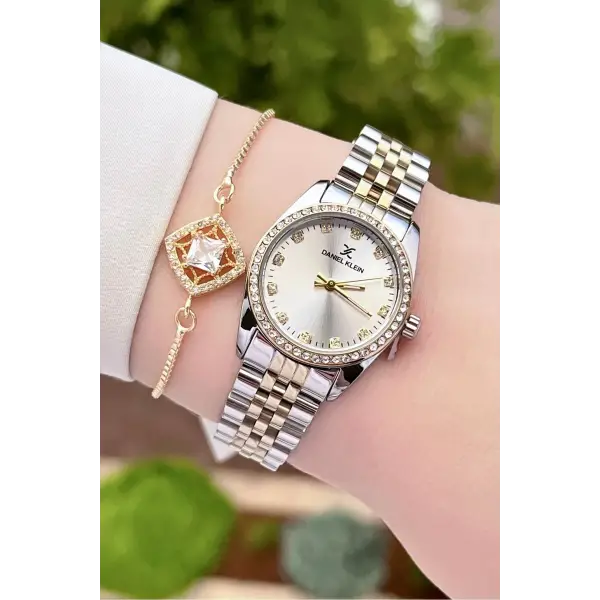 Daniel Klein DK1ISTE1184 Gold Gümüş Renk Hediye Paketli Kadın Kol Saati ve Bileklik