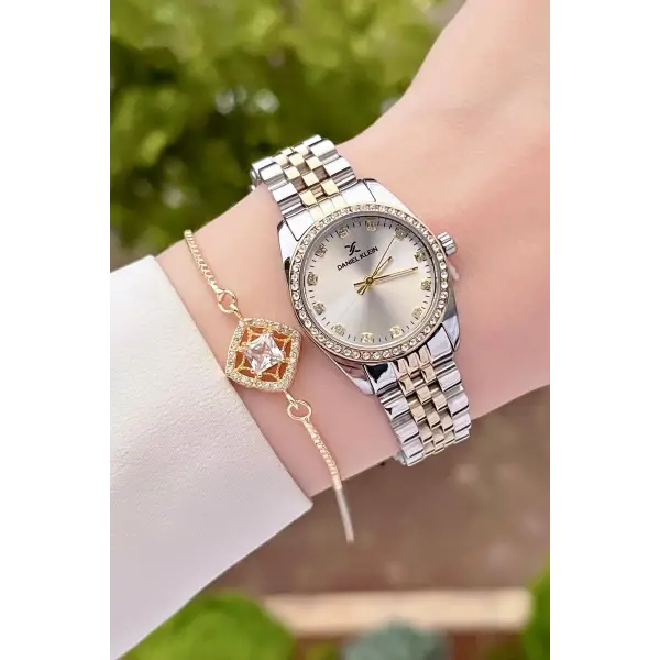 Daniel Klein DK1ISTE1184 Gold Gümüş Renk Hediye Paketli Kadın Kol Saati ve Bileklik