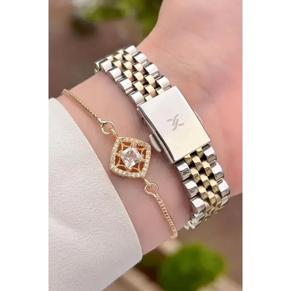 Daniel Klein DK1ISTE1184 Gold Gümüş Renk Hediye Paketli Kadın Kol Saati ve Bileklik