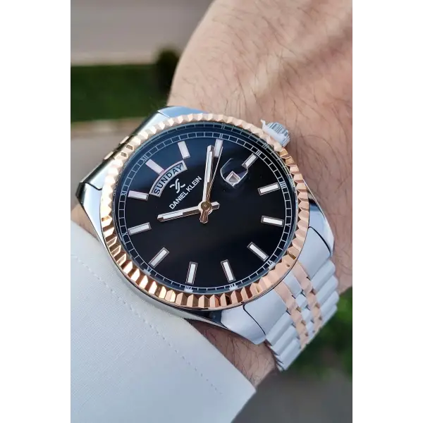 Daniel Klein DKISTE1202 Kadranı Siyah Rose Gümüş Renk Hediye Paketli Takvim ve Gün Fonksiyonlu Erkek Kol Saati