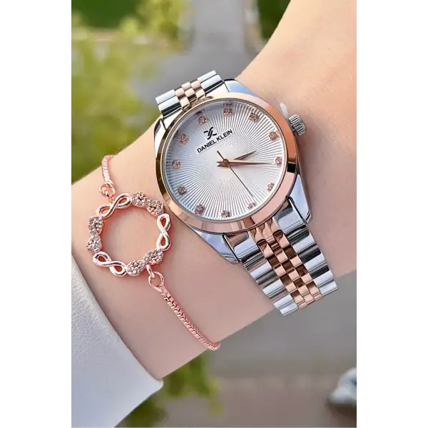 Daniel Klein DKISTE1196 Rose Gümüş Renk Hediye Paketli Kadın Kol Saati ve Bileklik