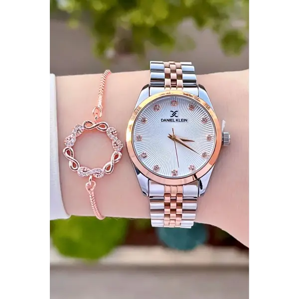 Daniel Klein DKISTE1196 Rose Gümüş Renk Hediye Paketli Kadın Kol Saati ve Bileklik