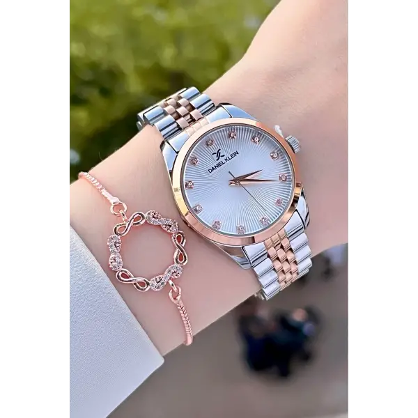 Daniel Klein DKISTE1196 Rose Gümüş Renk Hediye Paketli Kadın Kol Saati ve Bileklik