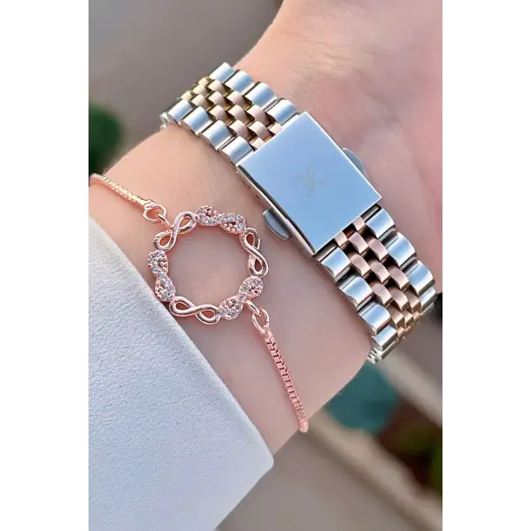 Daniel Klein DKISTE1196 Rose Gümüş Renk Hediye Paketli Kadın Kol Saati ve Bileklik