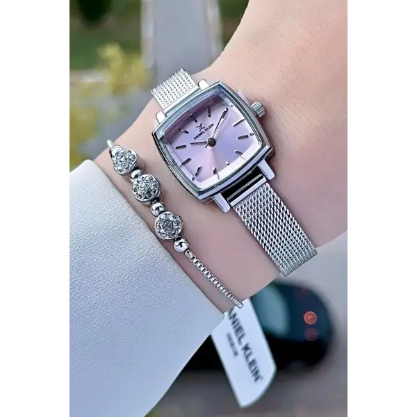 Daniel Klein DKISTE1219 Kadranı Pembe Kordonu Gümüş Renk Hediye Paketli Kadın Kol Saati ve Bileklik